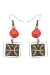 Les bijoux Jacaranda en graines naturelles : Boucles d'oreilles modèle CALEBASSE CADREE Rouge 0