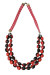 Les bijoux Jacaranda en graines naturelles : Collier modÃ¨le DOUBLE ORMOSIA ROUGE ET NOIR 0